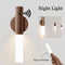 Auto LED Wireless Magnetic Night Light with PIR Motion Sensor – USB Rechargeable Wood Lamp for Hallways, Cabinets & Bedrooms