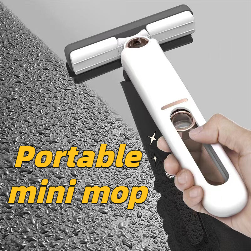Self-Squeeze Mini Mop – Portable Lazy Hand Wash-Free Cleaning Mop for Floor, Desk, Kitchen, Car & Glass (Strong Absorbent Sponge Head)