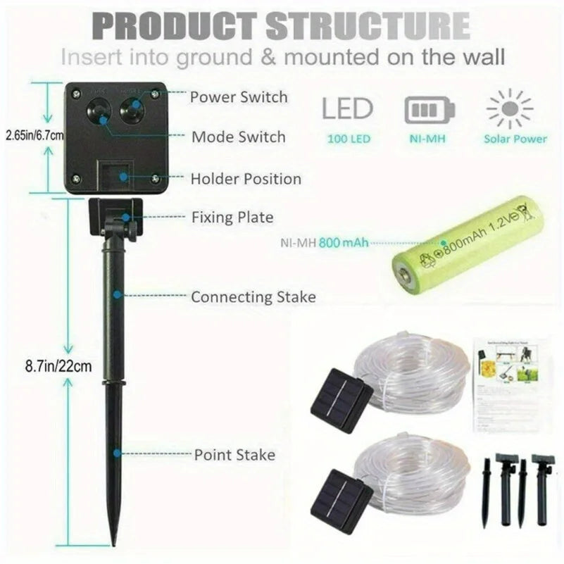 Solar LED String Lights Outdoor Waterproof – 50/100 LED Fairy Lights for Garden, Patio & Christmas Decoration