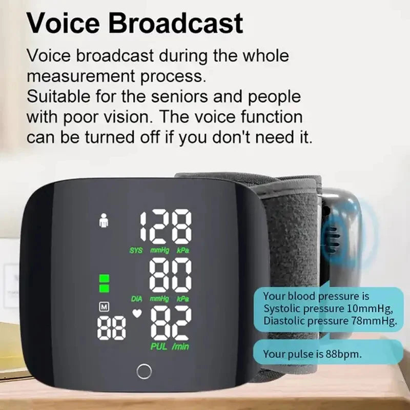 Fireurus Digital Wrist Blood Pressure Monitor – Rechargeable Heart Rate & BP Monitor for Home Use