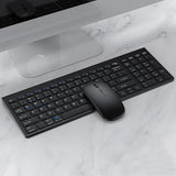 JOMAA Multi-Device Wireless Keyboard and Mouse Combo | Bluetooth & 2.4GHz Ergonomic Set with Multimedia Keys | Slim Design for Laptop, PC, Tablet