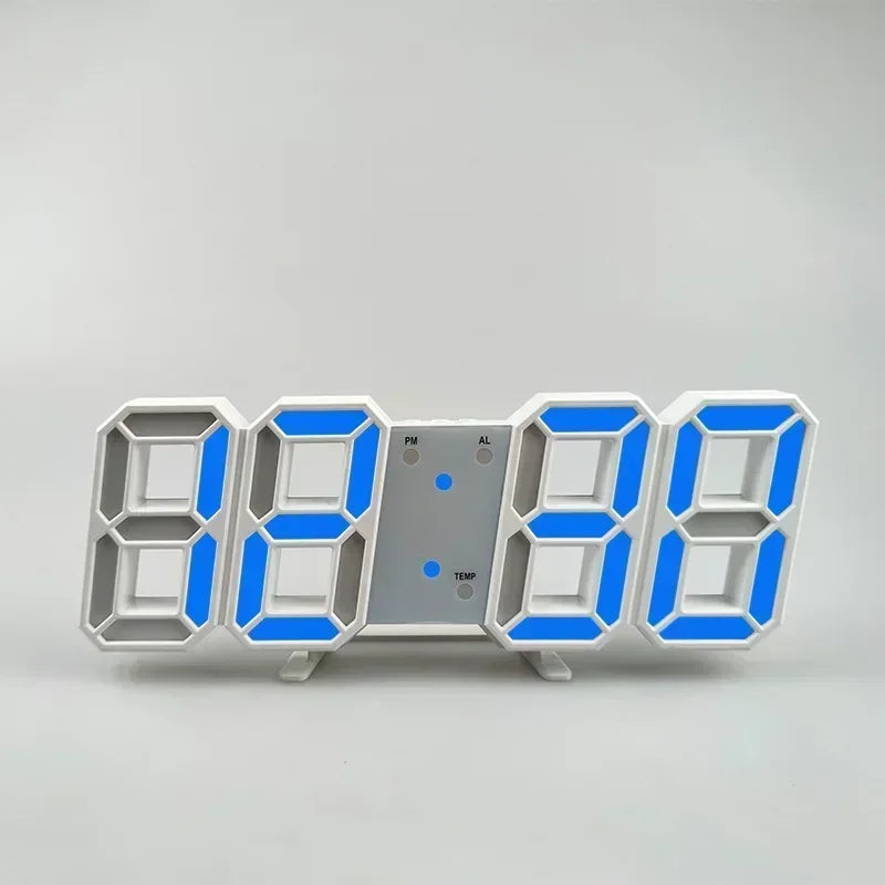 3D LED Digital Alarm Clock with Large Display | Wall or Desktop Clock with 3-Level Brightness Adjustable, Calendar & Snooze Function | Plug-in USB Powered
