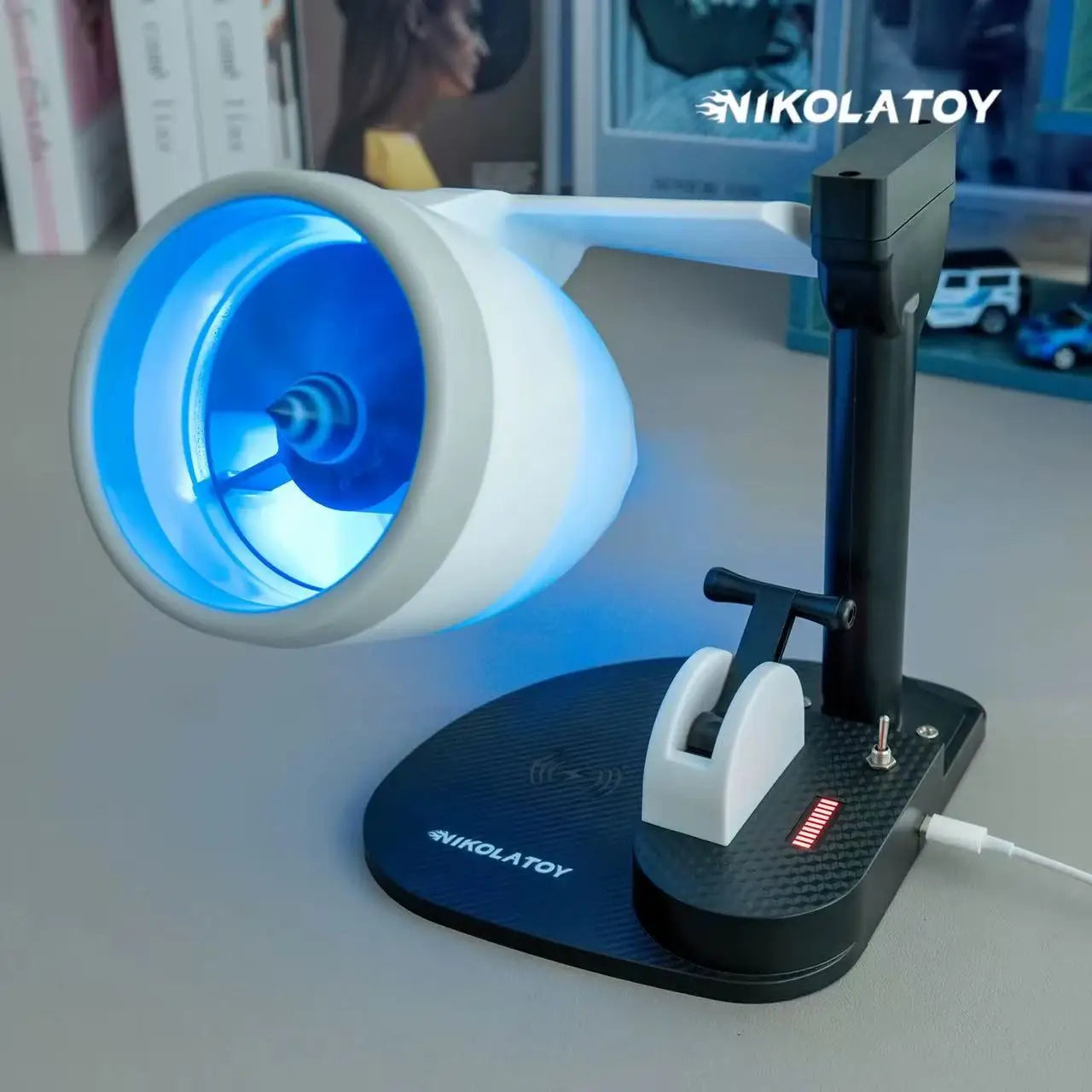 NIKOLATOY Creative Desktop USB Airplane Engine Turbo Jet Fan with Wireless Charging – 48-Hour Shippin