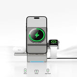 15W Qi2 3 In 1 Touch Autorotation Magsafe Magnetic Wireless Charger For Android iPhone iWatch Airpods Fast Charging Dock Station