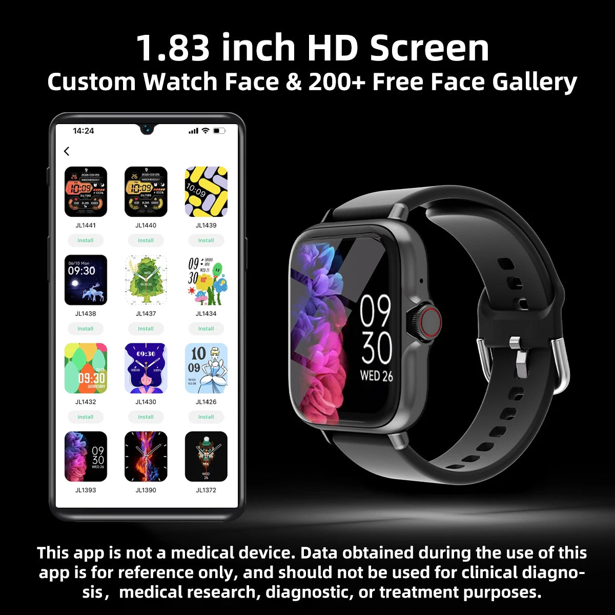 1.83" Smart Watch Bluetooth Call & Message Alerts with Sleep Tracking & Fitness Monitor for Android & iPhone