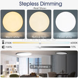 MARPOU Smart Ceiling Light LED - Dimmable Modern Ceiling Lamp with APP & Remote Control | 3 Size Options, 3000K-6500K Color Temperature, 20%-100% Brightness