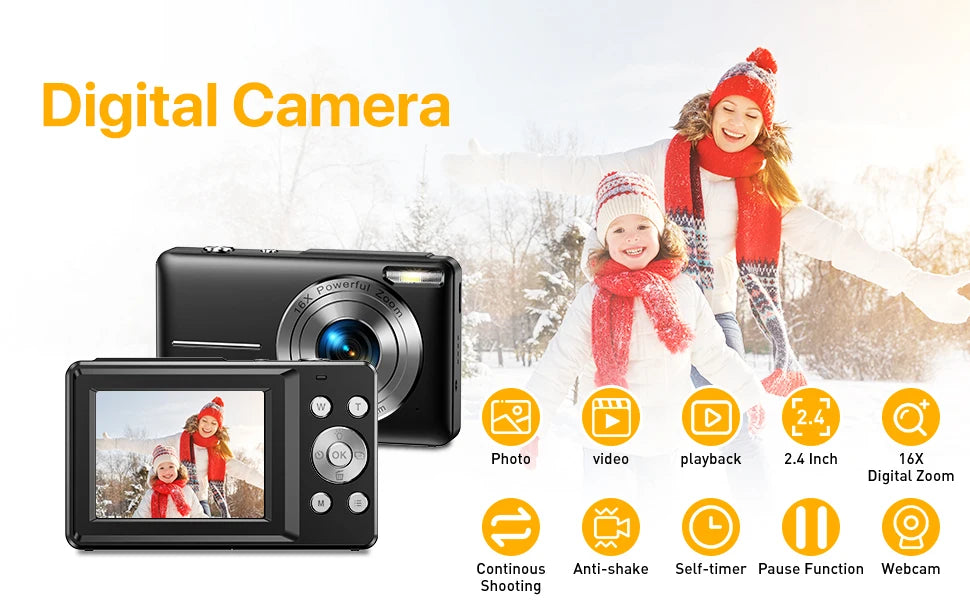 STUOGYUM DC403 4K Digital Camera for Photography - 50MP CMOS Sensor with 16X Digital Zoom, 2.4" LCD Screen, 1080P Video Recording | Compact Camera for Beginners & Kids
