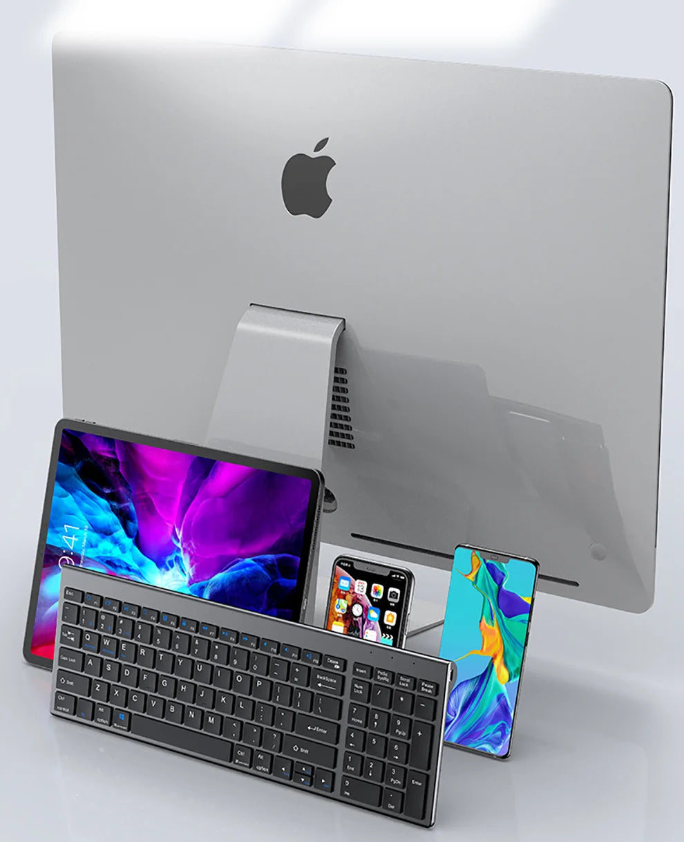 JOMAA Multi-Device Wireless Keyboard and Mouse Combo | Bluetooth & 2.4GHz Ergonomic Set with Multimedia Keys | Slim Design for Laptop, PC, Tablet