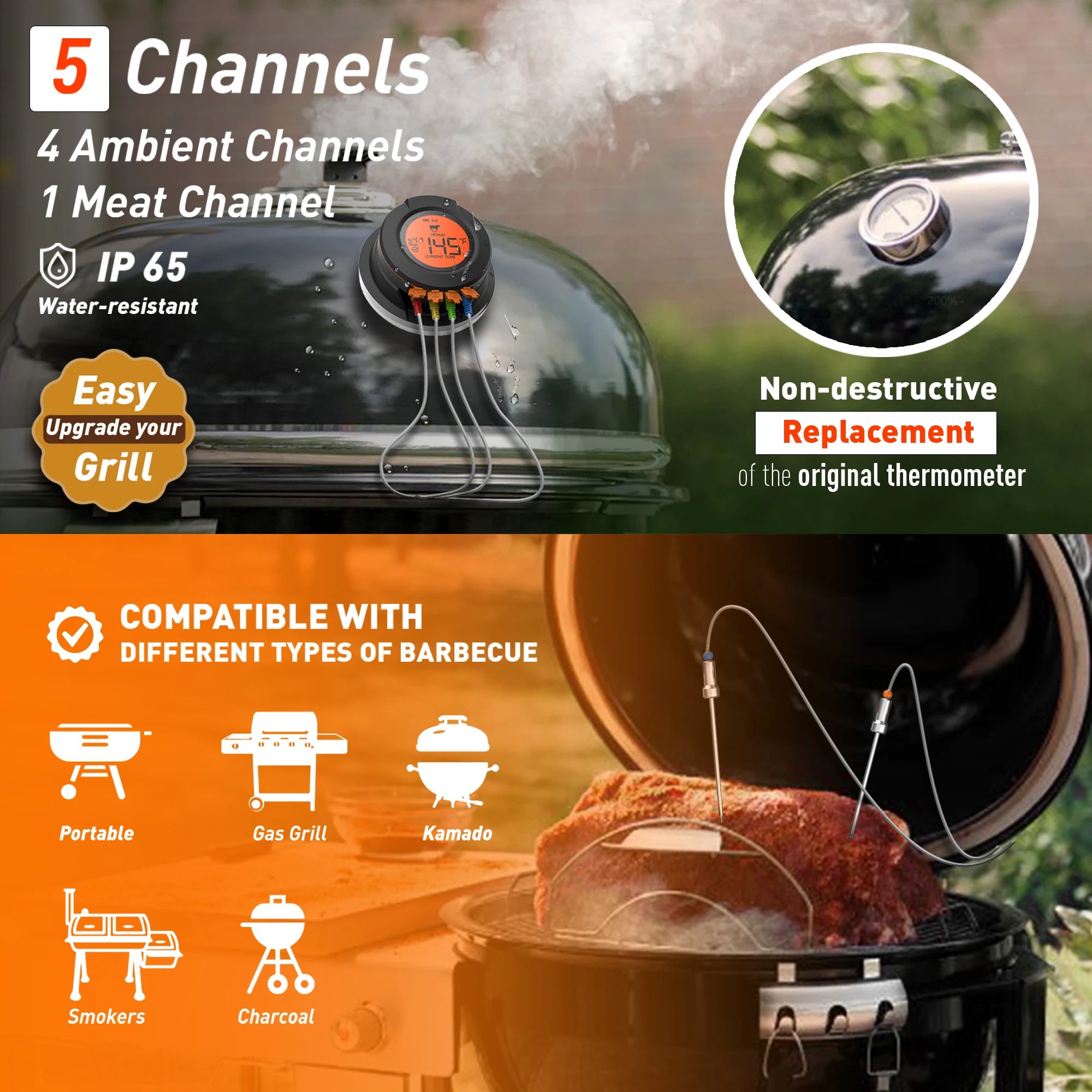 Smart Bluetooth BBQ Meat Thermometer with Dual Probes – Digital Grill & Smoker Temperature Monitor