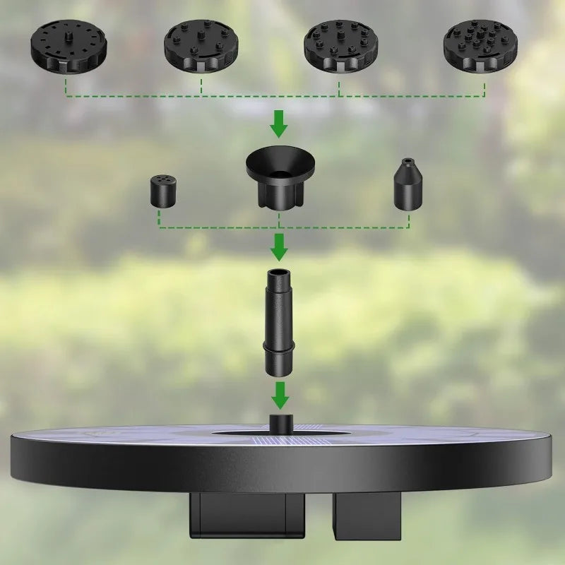 Solar Fountain Pump Kit with 6 Nozzles – 1W/1.5W/2.5W Garden Bird Bath Water Fountain