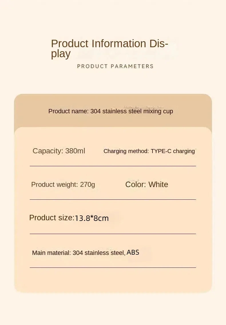 Self-Stirring Coffee Mug 380ml – Automatic Electric Mixing Cup with Temperature Display (USB Charging)