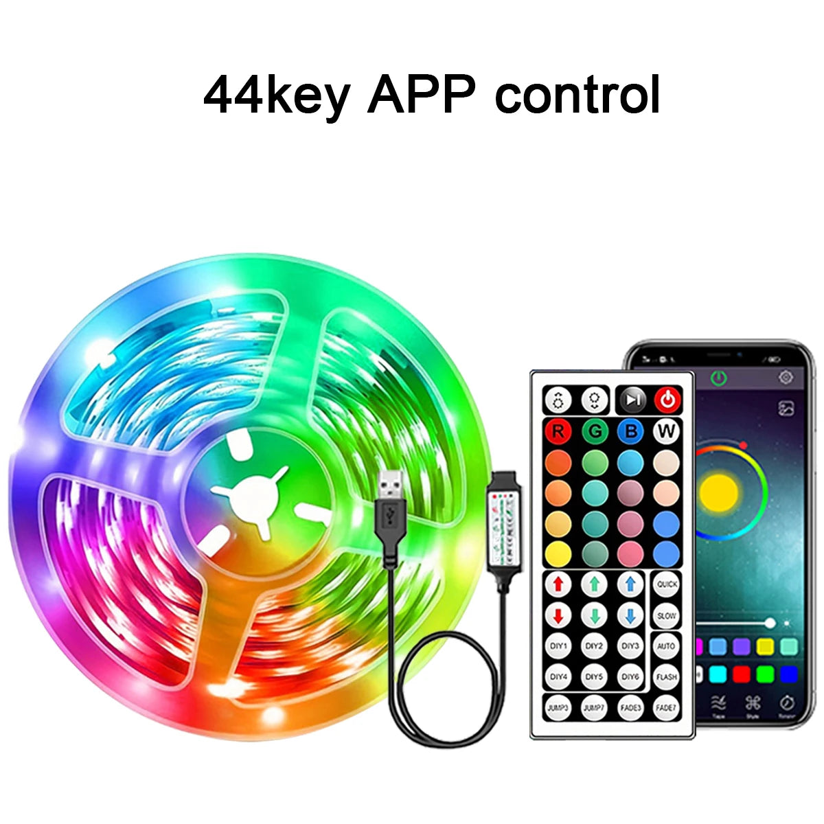 Mikenoon USB RGB LED Strip Lights - 5V 16 LEDs/m Color Changing Room Decoration with Remote | Smart App Control for Bedroom, Living Room & Gaming Setup