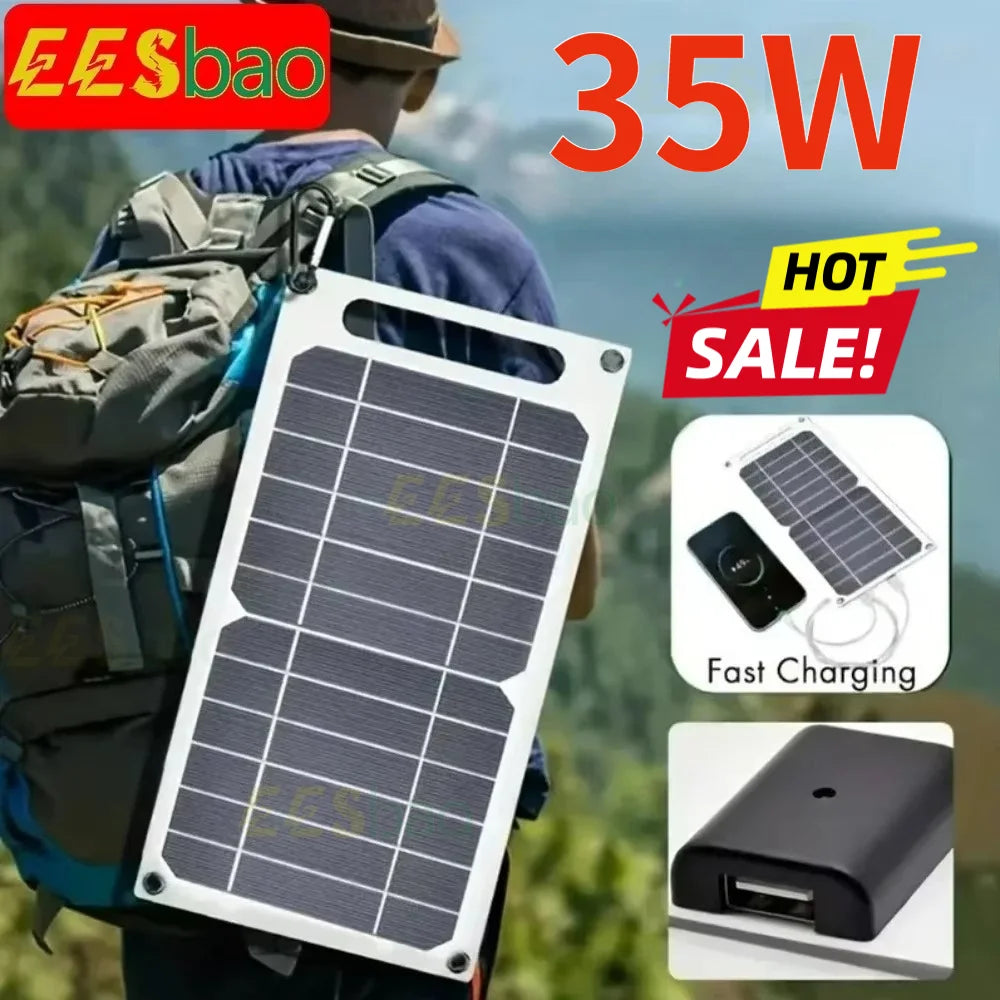 EESBAO 35W Portable Solar Charger | QC3.0 USB Fast Charging Panel for iPhone & Android | Emergency Power for Camping & Outdoor Use