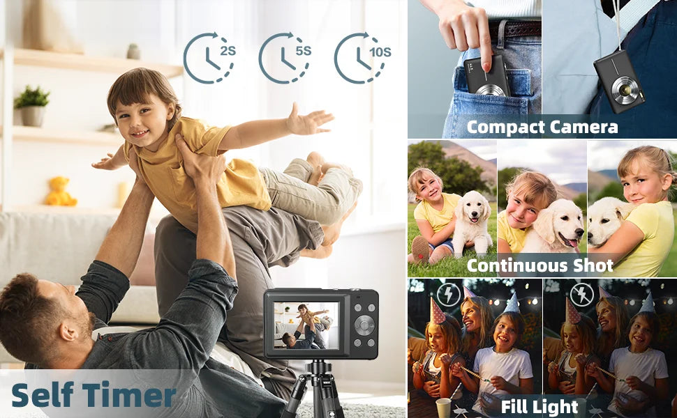STUOGYUM DC403 4K Digital Camera for Photography - 50MP CMOS Sensor with 16X Digital Zoom, 2.4" LCD Screen, 1080P Video Recording | Compact Camera for Beginners & Kids