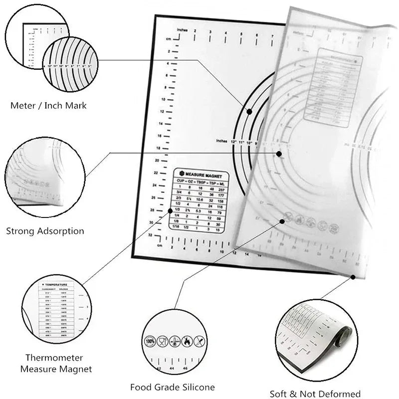 Non-Stick Silicone Baking Mat – Reusable Dough Kneading Pad