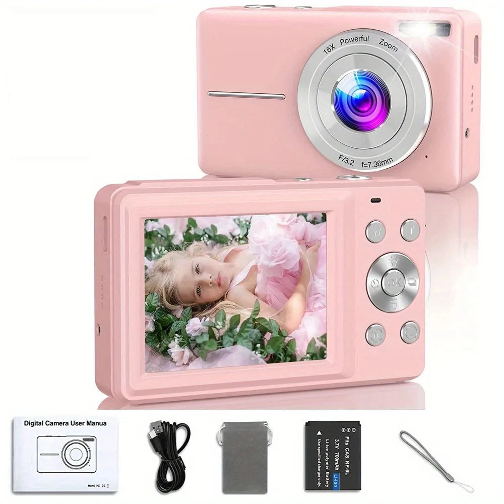 STUOGYUM DC403 4K Digital Camera for Photography - 50MP CMOS Sensor with 16X Digital Zoom, 2.4" LCD Screen, 1080P Video Recording | Compact Camera for Beginners & Kids