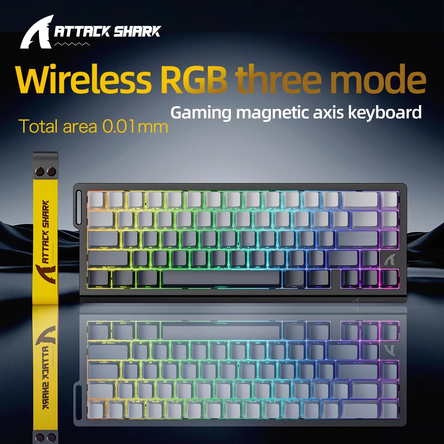 Attack Shark X68HE Mechanical Gaming Keyboard - 68-Key Hot-Swappable with 8000Hz Polling & PBT Keycaps | RGB Backlit Wired Keyboard for FPS & Competitive Gaming