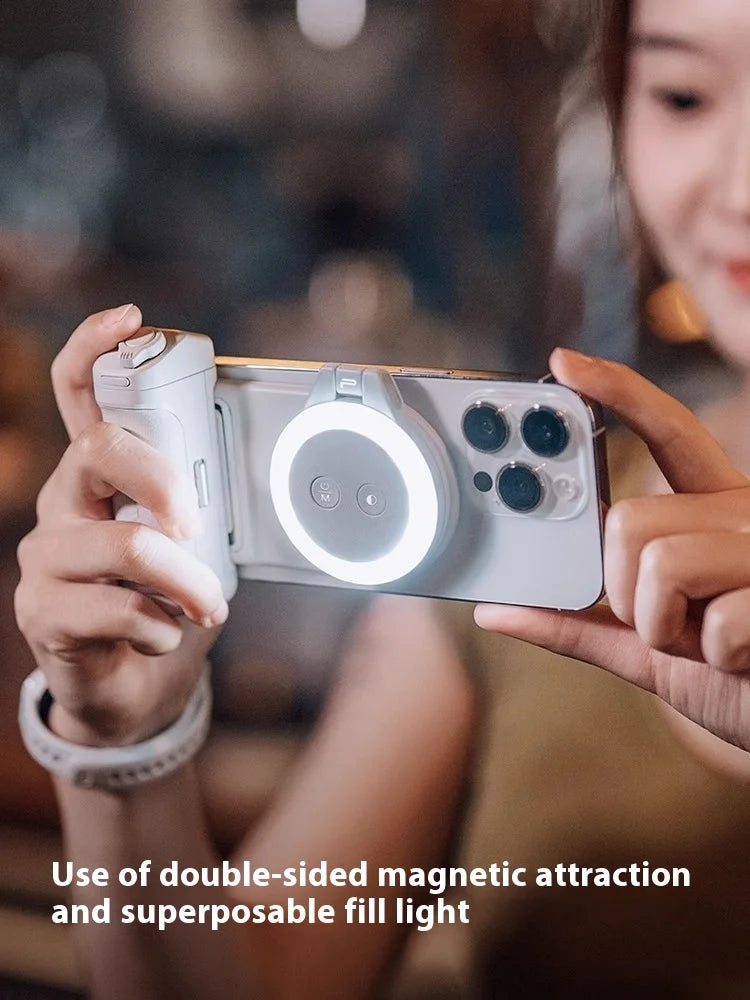 PGYTECH MagCam Mobile Phone Camera Handle – 3000mAh Bluetooth Remote Grip with MagGlow Magnetic Fill Light for Smartphones