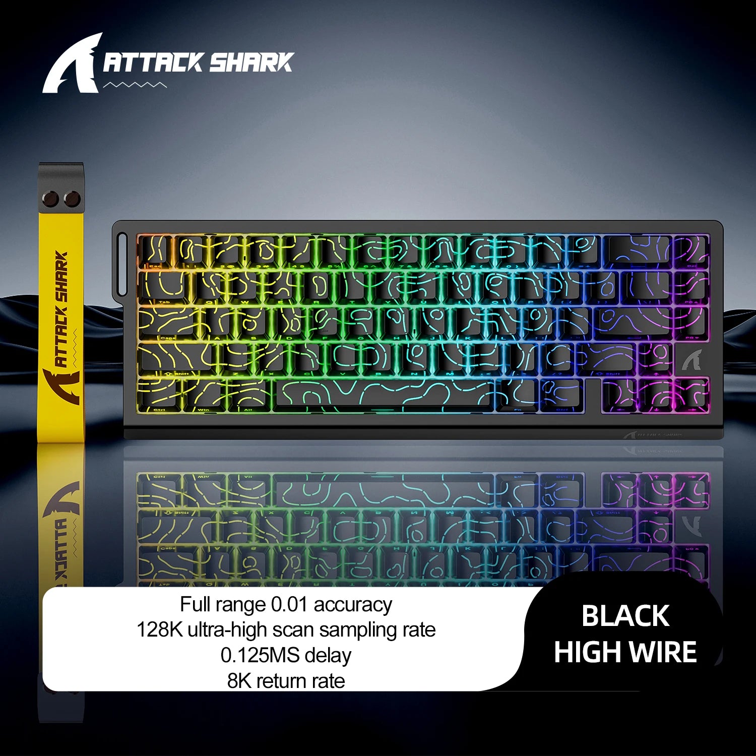 Attack Shark X68HE Mechanical Gaming Keyboard - 68-Key Hot-Swappable with 8000Hz Polling & PBT Keycaps | RGB Backlit Wired Keyboard for FPS & Competitive Gaming