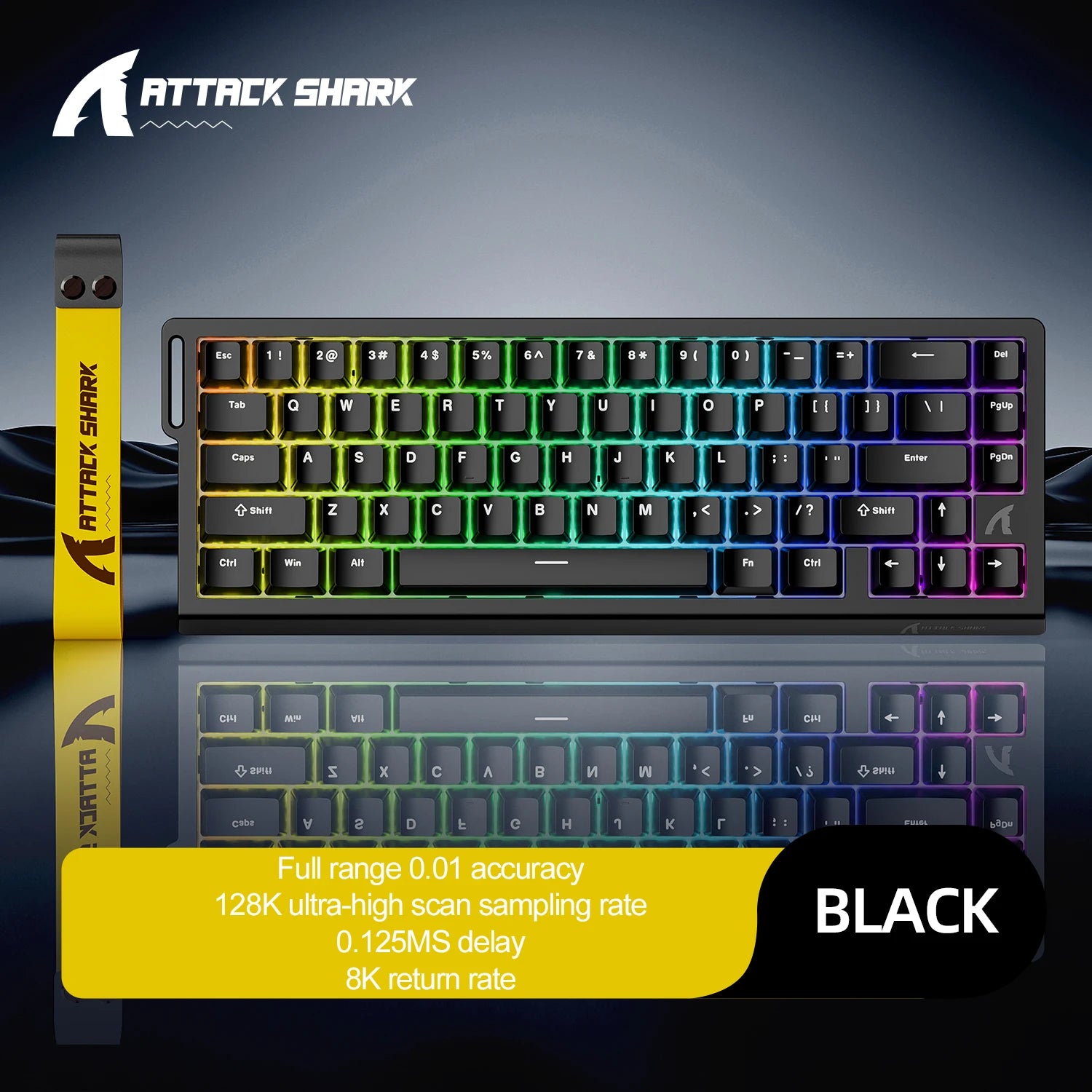 Attack Shark X68HE Mechanical Gaming Keyboard - 68-Key Hot-Swappable with 8000Hz Polling & PBT Keycaps | RGB Backlit Wired Keyboard for FPS & Competitive Gaming