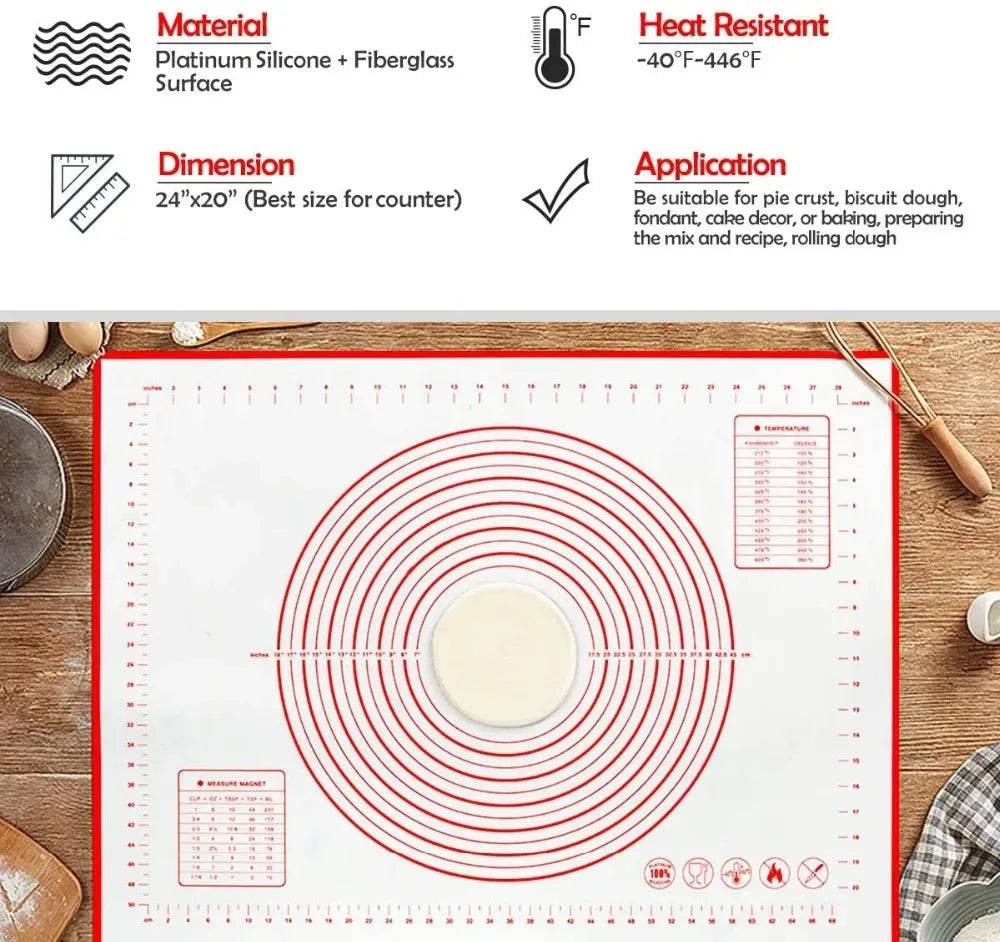 Non-Stick Silicone Baking Mat – Reusable Dough Kneading Pad