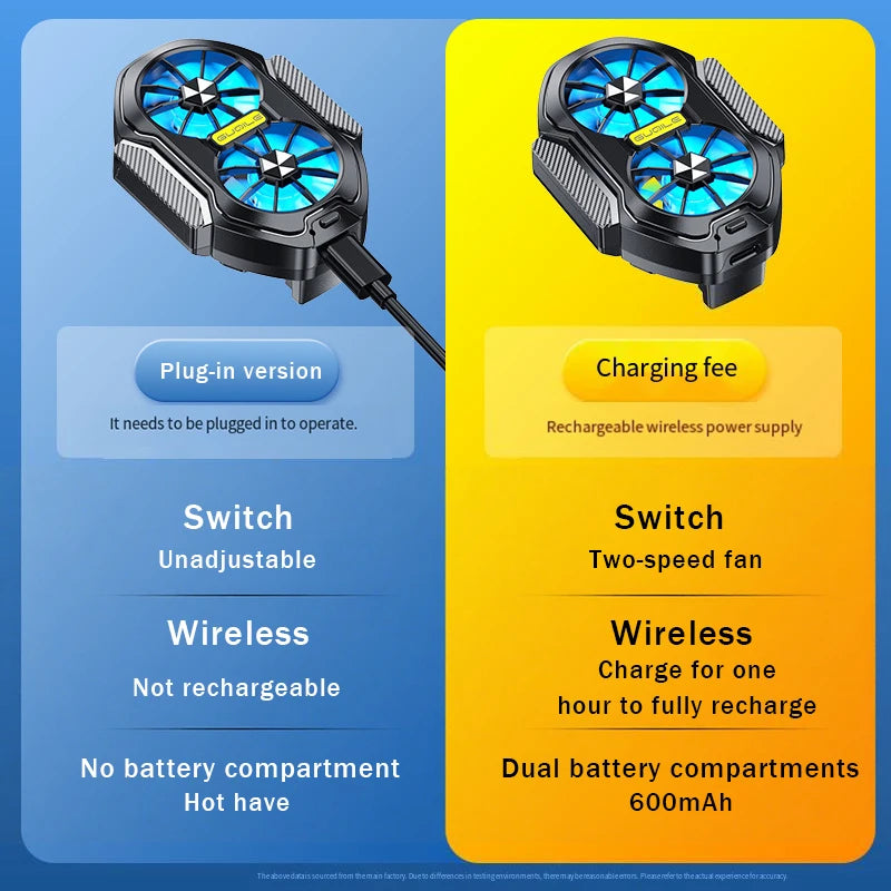 FS01 Dual Fan Mobile Phone Cooler – Fast 10s Cooling Gaming Radiator with Wireless Battery