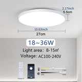 MARPOU Smart Ceiling Light LED - Dimmable Modern Ceiling Lamp with APP & Remote Control | 3 Size Options, 3000K-6500K Color Temperature, 20%-100% Brightness
