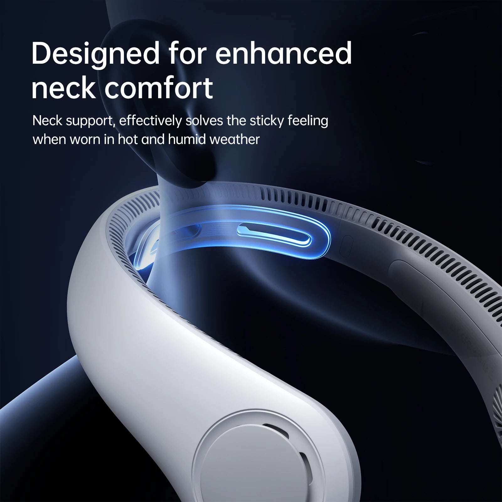 JISULIFE FA14X Portable Neck Fan - 5000mAh Wearable Bladeless Personal Fan with 5 Speeds | Hands-Free Cooling for Outdoor, Travel & Office | Grey/Black/Blue