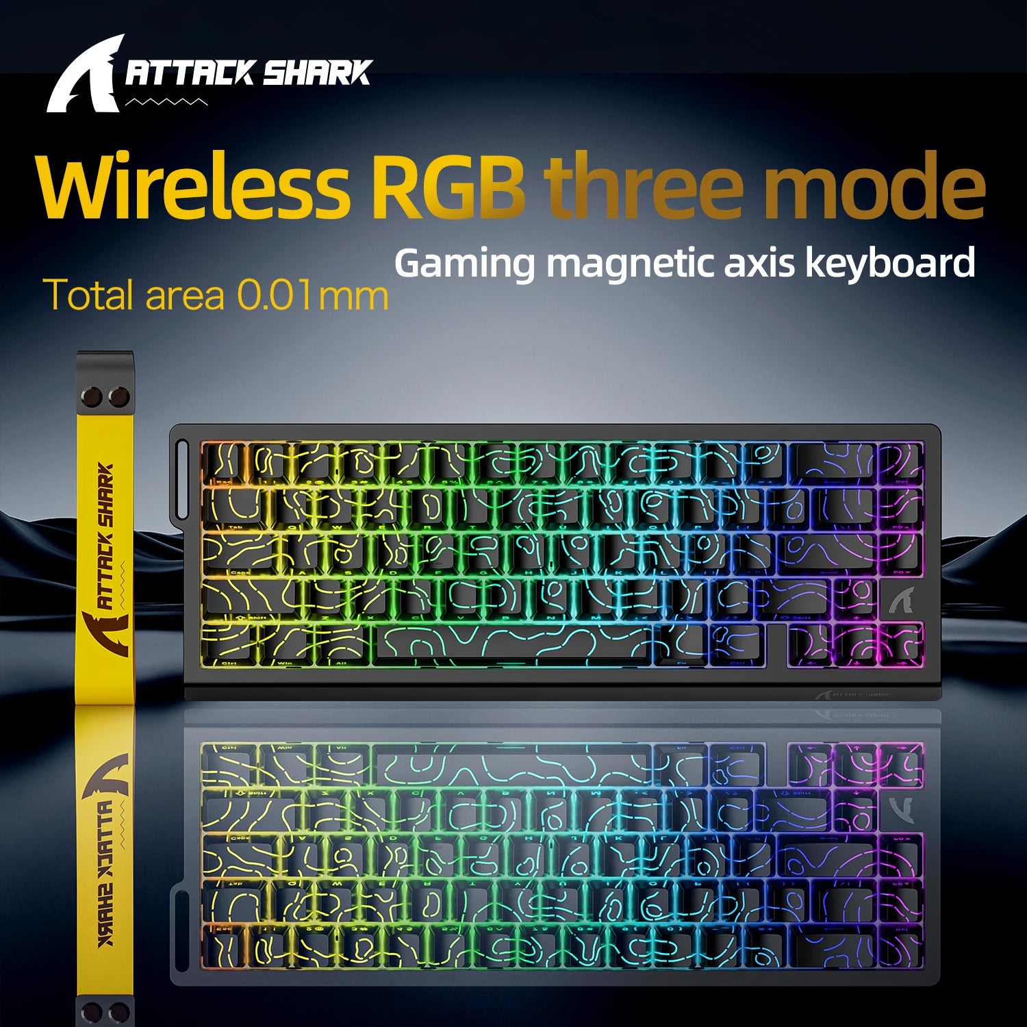 Attack Shark X68HE Mechanical Gaming Keyboard - 68-Key Hot-Swappable with 8000Hz Polling & PBT Keycaps | RGB Backlit Wired Keyboard for FPS & Competitive Gaming