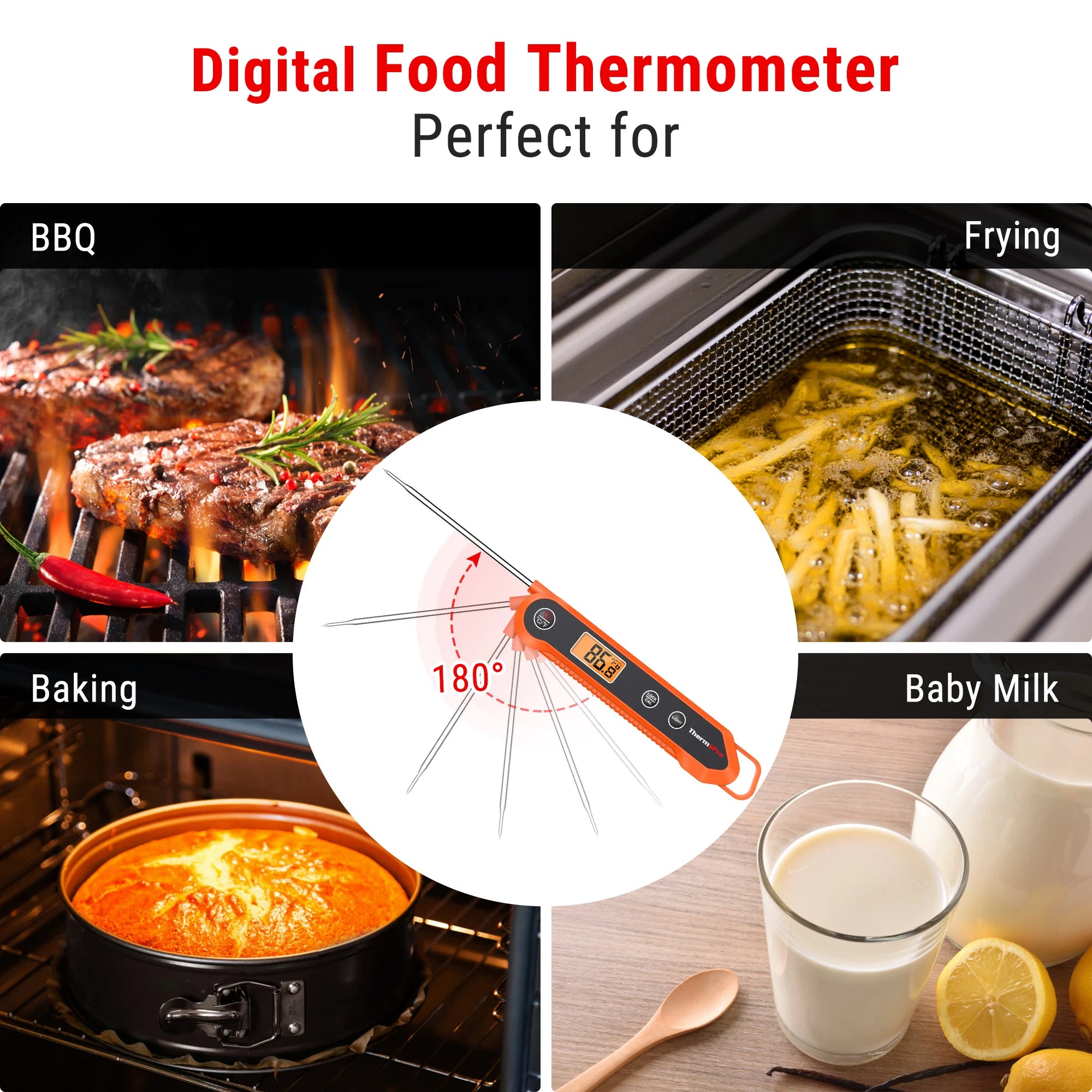 ThermoPro TP03H Digital Meat Thermometer | Instant Read Waterproof Kitchen Food Thermometer
