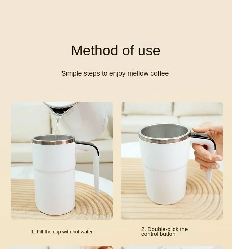 Self-Stirring Coffee Mug 380ml – Automatic Electric Mixing Cup with Temperature Display (USB Charging)