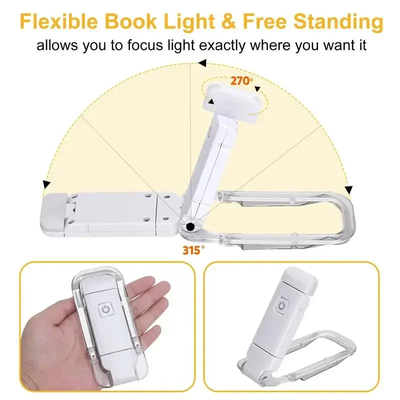 LED Clip-On Book Light – USB Rechargeable Eye-Care Reading Lamp for Kids & Adults | Adjustable Night Light for Bed or Table