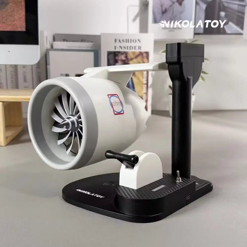 NIKOLATOY Creative Desktop USB Airplane Engine Turbo Jet Fan with Wireless Charging – 48-Hour Shippin