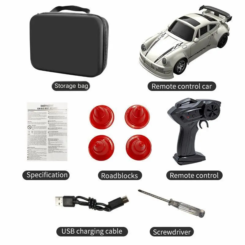 Teranty 1:64 Scale 4CH Remote Control Car | 30m Range 4WD Drift RC Car with 20min Playtime | Ready-to-Go Mini Electric Car for Kids & Adults