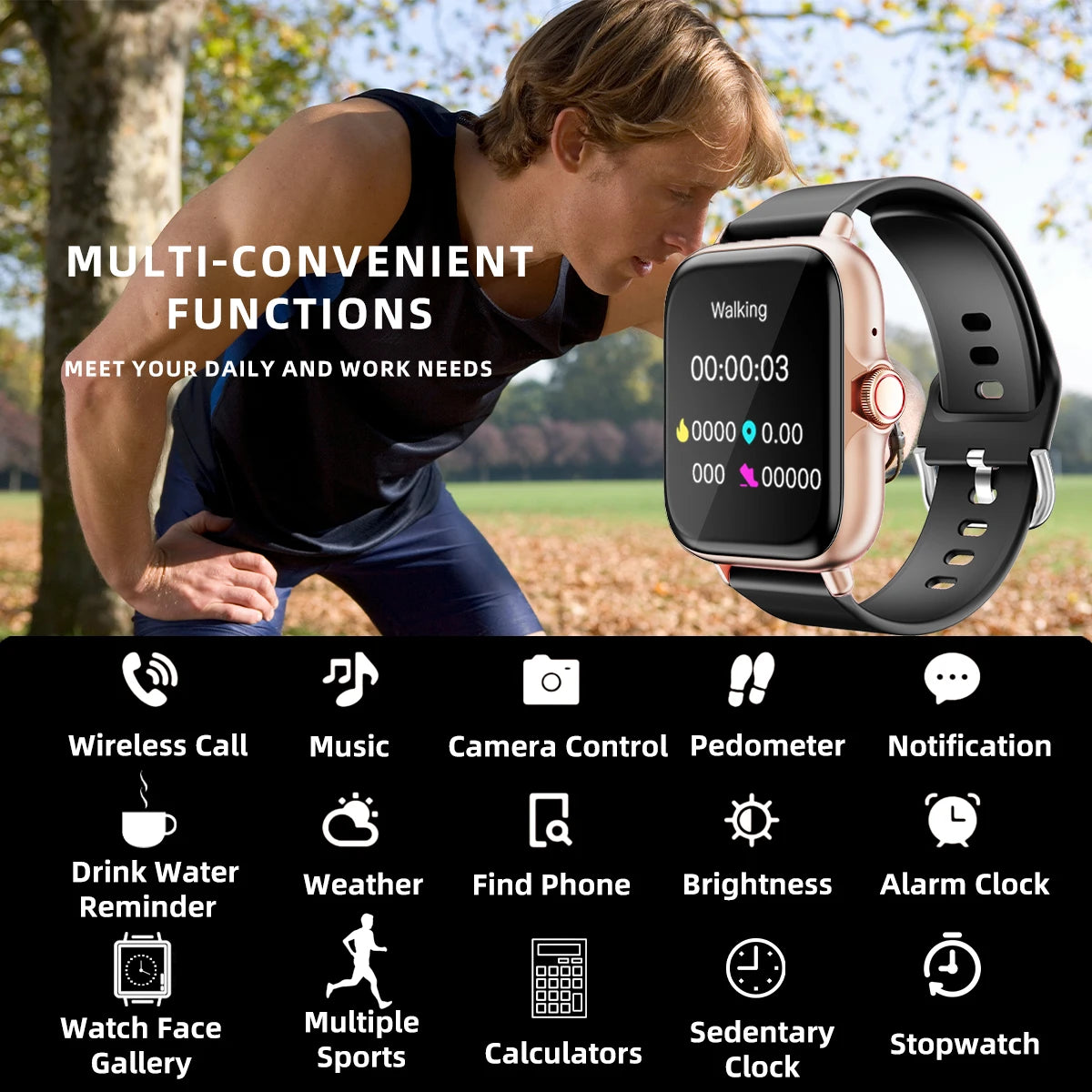 1.83" Smart Watch Bluetooth Call & Message Alerts with Sleep Tracking & Fitness Monitor for Android & iPhone