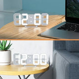 3D LED Digital Alarm Clock with Large Display | Wall or Desktop Clock with 3-Level Brightness Adjustable, Calendar & Snooze Function | Plug-in USB Powered