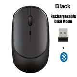 Congdi Dual Mode Wireless Mouse - Bluetooth & 2.4GHz Rechargeable Silent Mouse with 1600 DPI | 4-Button Opto-Electronic Mouse for Laptop, PC, iPad & MacBook