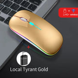 Congdi Silent Wireless Mouse - Bluetooth & 2.4GHz Dual Mode Rechargeable Mouse with LED Backlight | 1600 DPI Portable Mouse for Laptop, Tablet & PC