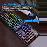 kebidumei 104-Key Mechanical Feel Wired Keyboard | 3-Color Backlit USB Gaming Keyboard with Floating Keycaps & Water-Resistant Design for Desktop/Laptop