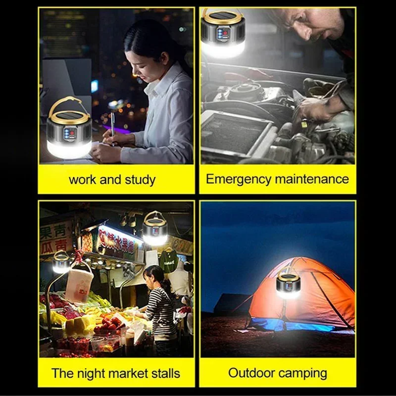 NEWBIRTH Solar LED Camping Lantern – Rechargeable Waterproof Light with Power Bank & Remote Control