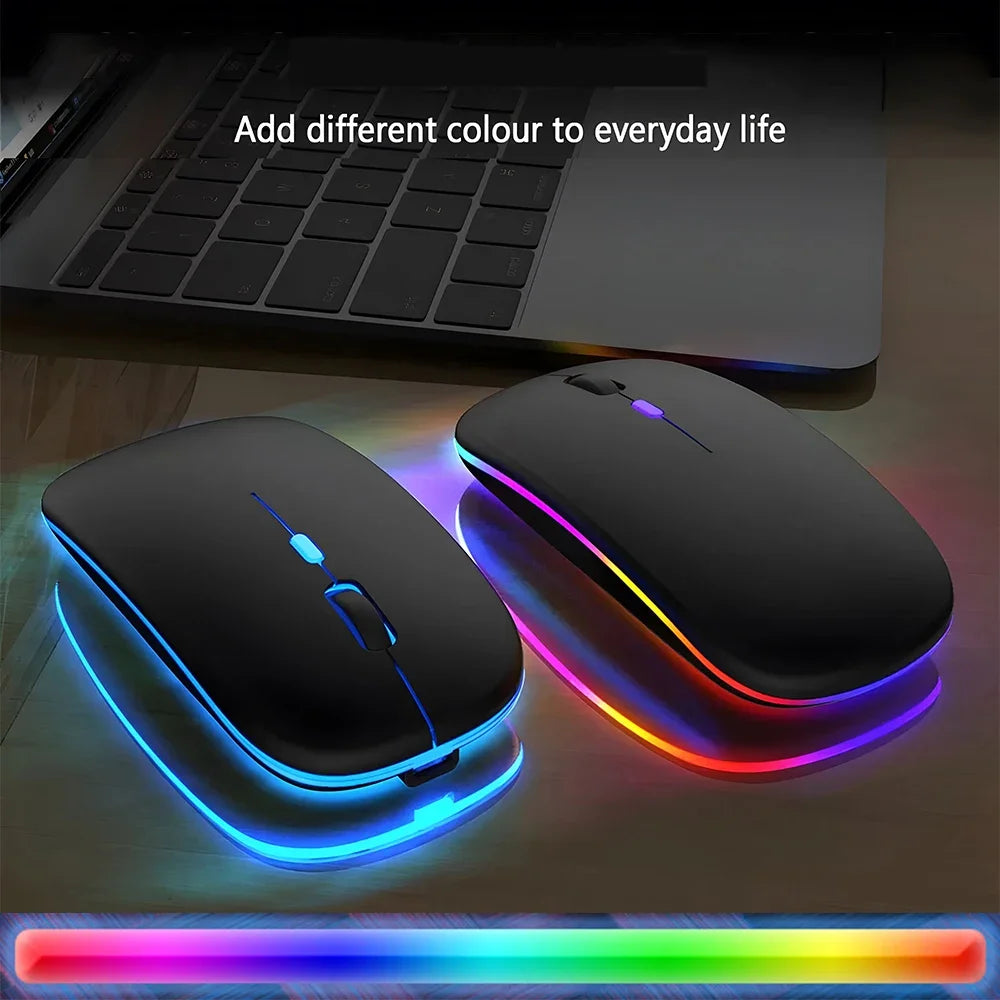 Congdi Silent Wireless Mouse - Bluetooth & 2.4GHz Dual Mode Rechargeable Mouse with LED Backlight | 1600 DPI Portable Mouse for Laptop, Tablet & PC