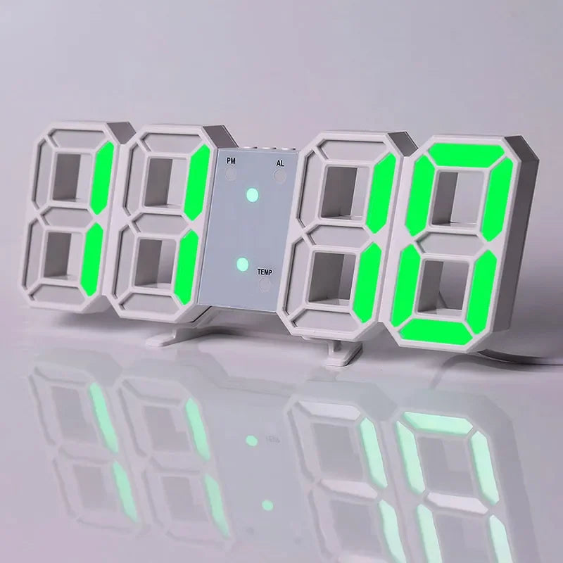 3D LED Digital Alarm Clock with Large Display | Wall or Desktop Clock with 3-Level Brightness Adjustable, Calendar & Snooze Function | Plug-in USB Powered