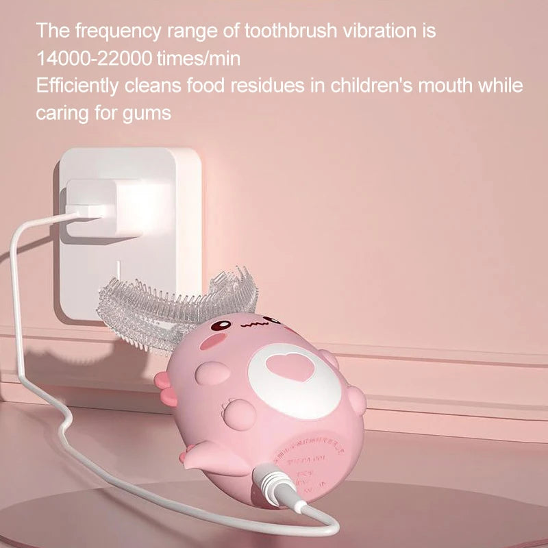 Kids U-Shaped Electric Toothbrush – 360° Sonic Rechargeable Silicone Toothbrush for Children