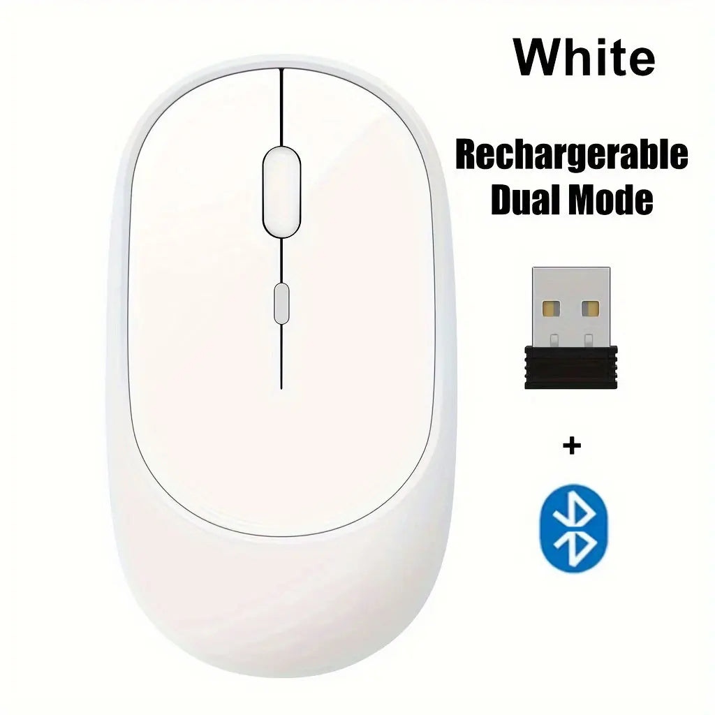 Congdi Dual Mode Wireless Mouse - Bluetooth & 2.4GHz Rechargeable Silent Mouse with 1600 DPI | 4-Button Opto-Electronic Mouse for Laptop, PC, iPad & MacBook