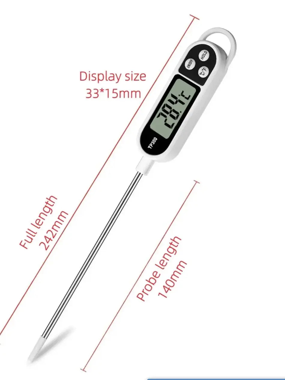 Digital Food Thermometer with Stainless Steel Probe – Instant Read Kitchen & BBQ Temperature Gauge