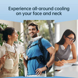 JISULIFE FA14X Portable Neck Fan - 5000mAh Wearable Bladeless Personal Fan with 5 Speeds | Hands-Free Cooling for Outdoor, Travel & Office | Grey/Black/Blue
