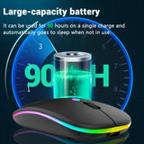 Congdi Silent Wireless Mouse - Bluetooth & 2.4GHz Dual Mode Rechargeable Mouse with LED Backlight | 1600 DPI Portable Mouse for Laptop, Tablet & PC