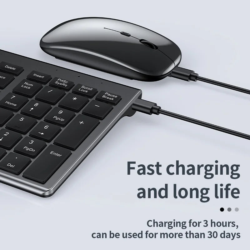 JOMAA Multi-Device Wireless Keyboard and Mouse Combo | Bluetooth & 2.4GHz Ergonomic Set with Multimedia Keys | Slim Design for Laptop, PC, Tablet