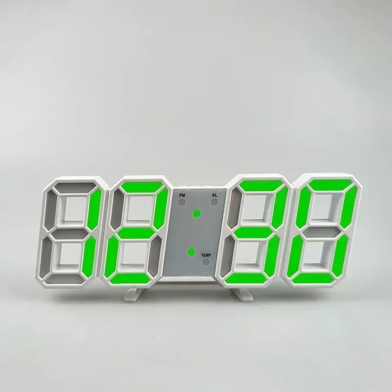 3D LED Digital Alarm Clock with Large Display | Wall or Desktop Clock with 3-Level Brightness Adjustable, Calendar & Snooze Function | Plug-in USB Powered