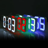3D LED Digital Alarm Clock with Large Display | Wall or Desktop Clock with 3-Level Brightness Adjustable, Calendar & Snooze Function | Plug-in USB Powered